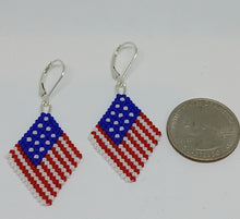 Load image into Gallery viewer, Patriotic bead woven earrings - Lively Accents