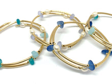Load image into Gallery viewer, 14k Gold Filled Tube and Frosted Glass Memory Wire Bracelet - Lively Accents