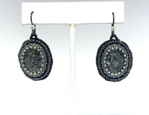 Maine Black Tourmaline Embroidered Earrings - Lively Accents