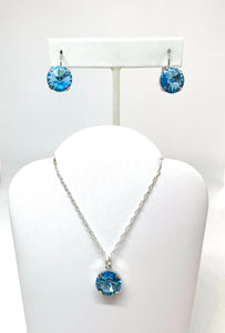 March-Aquamarine Rivoli Swarovski Crystal Earrings and Necklace Set - Lively Accents