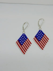 Patriotic bead woven earrings - Lively Accents