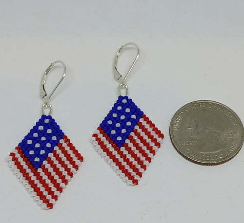 Patriotic bead woven earrings - Lively Accents