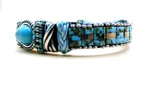 Turquoise South Western Themed Leather Bracelet