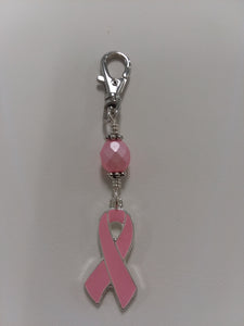 Zipper Pull with Pink ribbon - Lively Accents