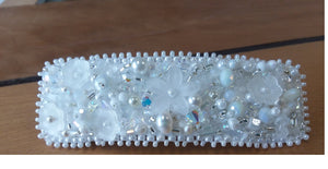 Beaded embroidery bridal hair barrette - Lively Accents