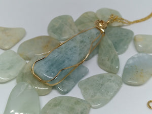 Maine Aquamarine wire wrapped pendant - Lively Accents