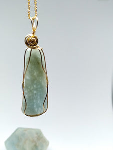 Maine Aquamarine wire wrapped pendant - Lively Accents