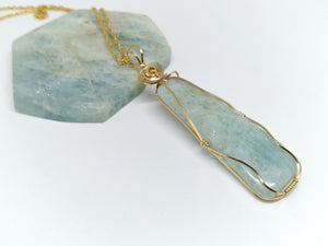 Maine Aquamarine wire wrapped pendant - Lively Accents