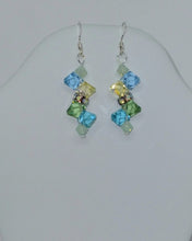 Load image into Gallery viewer, Blues and Green crystals earrings