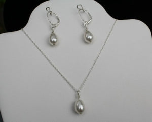 Simple Pearl Drop Necklace and Earring Set - Lively Accents