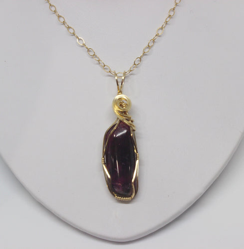 Deep Raspberry Maine Tourmaline Pendant - Lively Accents