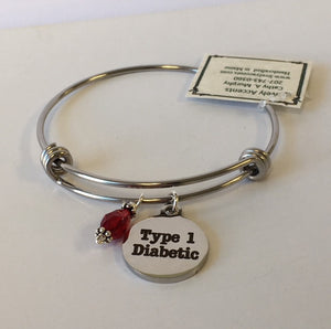 Type 1 Diabetic Medical Alert Expandable Bangle - Lively Accents