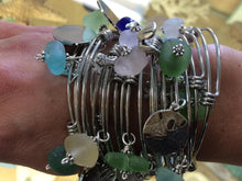 Load image into Gallery viewer, Sea Glass Bangle with Charm - Lively Accents