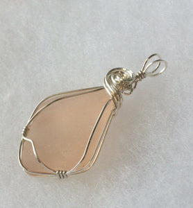 Peach Sea glass Wire Wrapped Pendant - Lively Accents