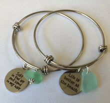 Load image into Gallery viewer, Sea Glass Bangle with Charm - Lively Accents