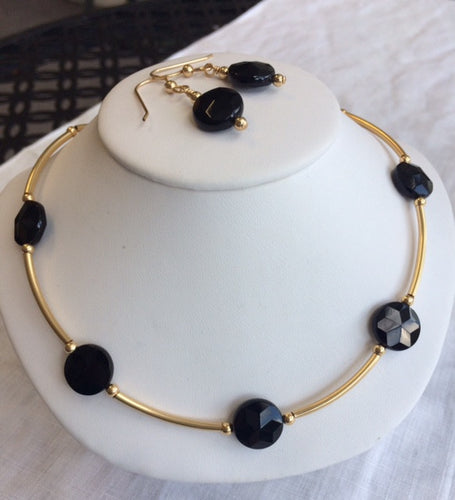 Black Onyx 14k Gold Necklace Set - Lively Accents