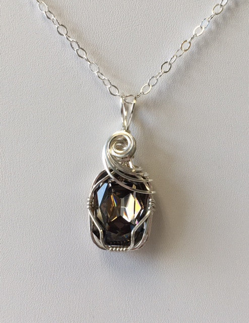 Vintage Swarovski Crystal Black Diamond Pendant - Lively Accents