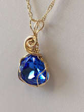 Load image into Gallery viewer, Sapphire Swarovski Crystal Wire Wrapped Necklace - Lively Accents