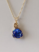 Load image into Gallery viewer, Sapphire Swarovski Crystal Wire Wrapped Necklace - Lively Accents