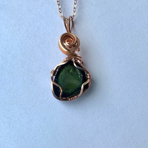 Maine Green Tourmaline Rose Gold Necklace - Lively Accents