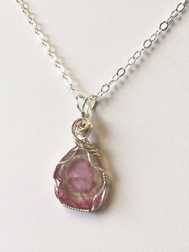 Maine Watermelon Tourmaline Pendant in Sterling Silver - Lively Accents