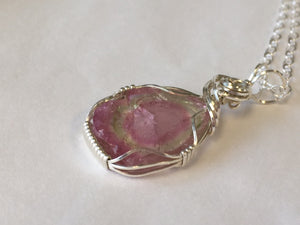 Maine Watermelon Tourmaline Pendant in Sterling Silver - Lively Accents