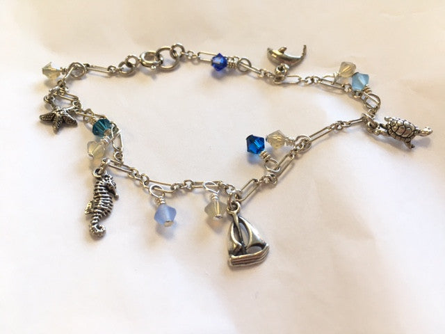 Nautical Charm Bracelet with Swarovski Crystal Accents