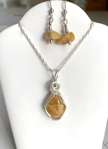 Maine Golden Beryl Necklace and Earring Set - Lively Accents