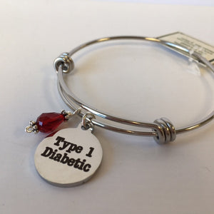 Type 1 Diabetic Medical Alert Expandable Bangle - Lively Accents