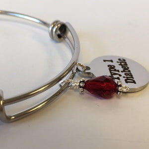 Type 1 Diabetic Medical Alert Expandable Bangle - Lively Accents