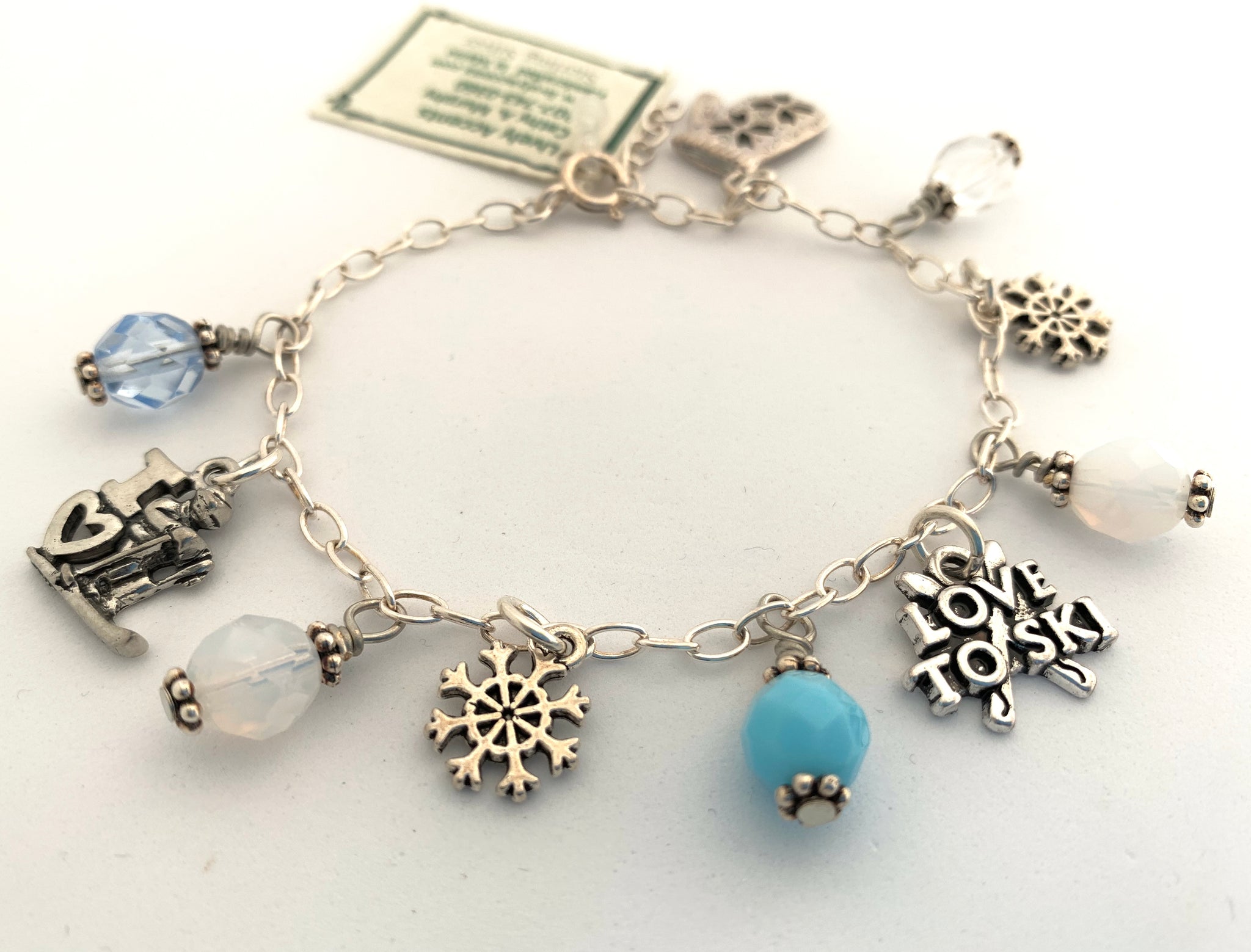 Charmed Craft Winter Snowflake Blue Birthstone Star Charm - Silver Plated, 11.52x9.48mm, For Bracelets & Jewelry Making