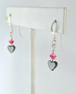 Dainty Hematite Heart Earrings - Lively Accents