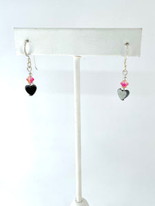 Dainty Hematite Heart Earrings - Lively Accents