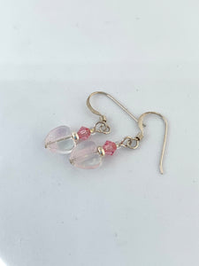 Pink and Clear Heart Earrings - Lively Accents