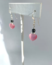 Load image into Gallery viewer, Black and Pink Heart Earrings - Lively Accents