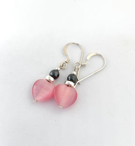 Black and Pink Heart Earrings - Lively Accents
