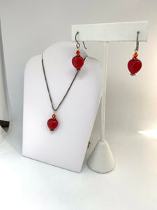 Red Jade and Swarovski Crystal Set - Lively Accents