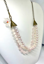 Load image into Gallery viewer, Pink Flower and Rose Quartz 3 Strand Necklace - Lively Accents