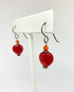Red Jade and Swarovski Crystal Set - Lively Accents