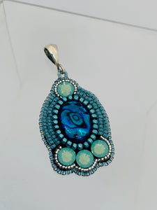 Paua Shell Bead Embroidered Necklace - Lively Accents