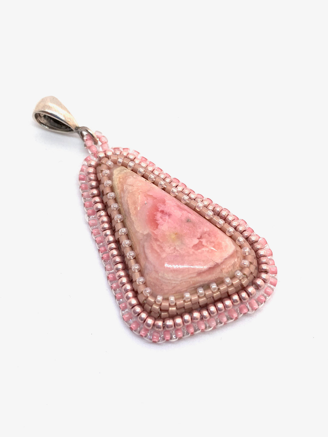Rhodochrosite Bead Embroidered Necklace - Lively Accents