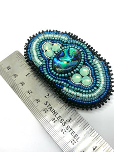 Paua Shell Bead Embroidered Barrette - Lively Accents