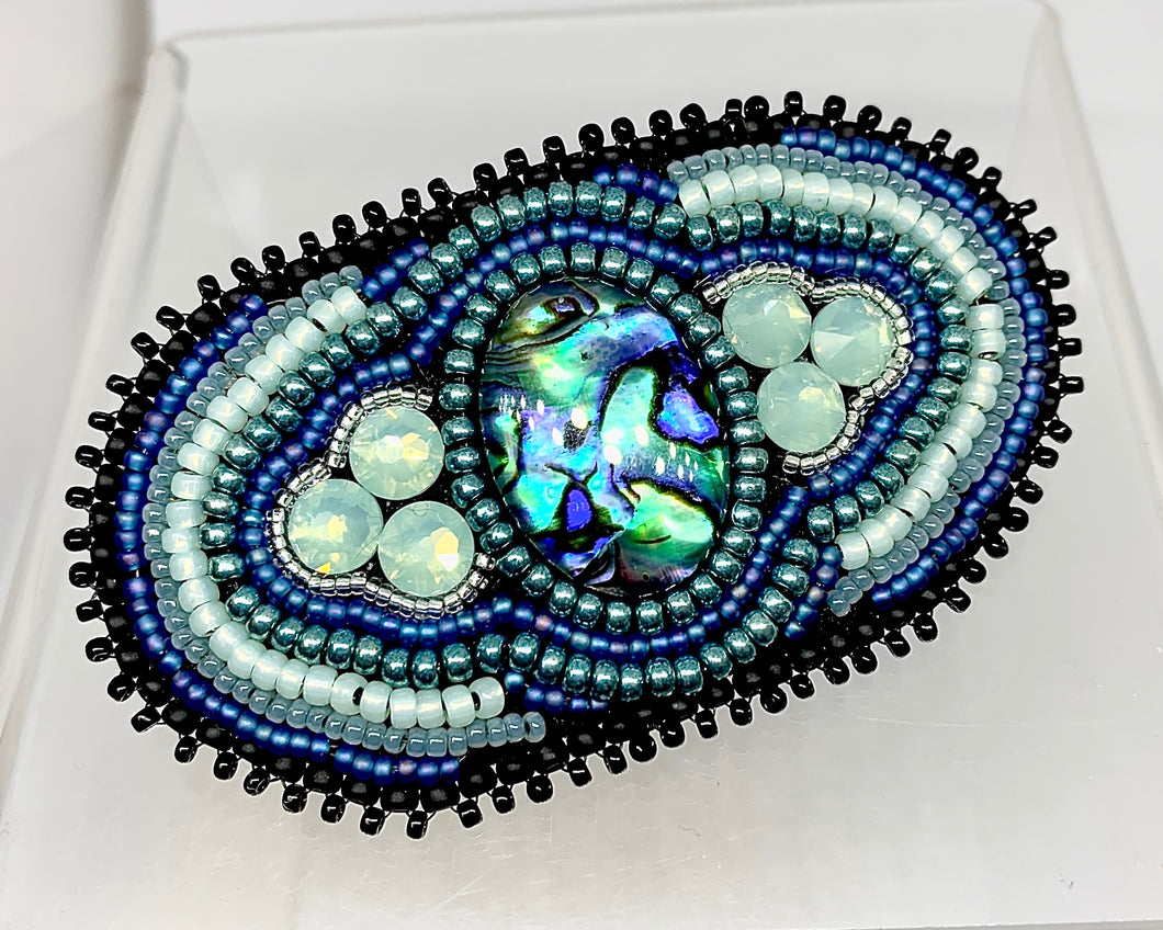 Paua Shell Bead Embroidered Barrette - Lively Accents