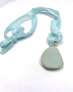Larimar Bead Embroidered Pendant - Lively Accents