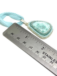 Larimar Bead Embroidered Pendant - Lively Accents