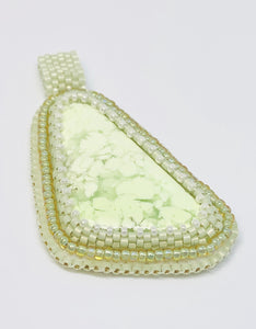 Lemon Chrysophase Bead Embroidered Pendant - Lively Accents