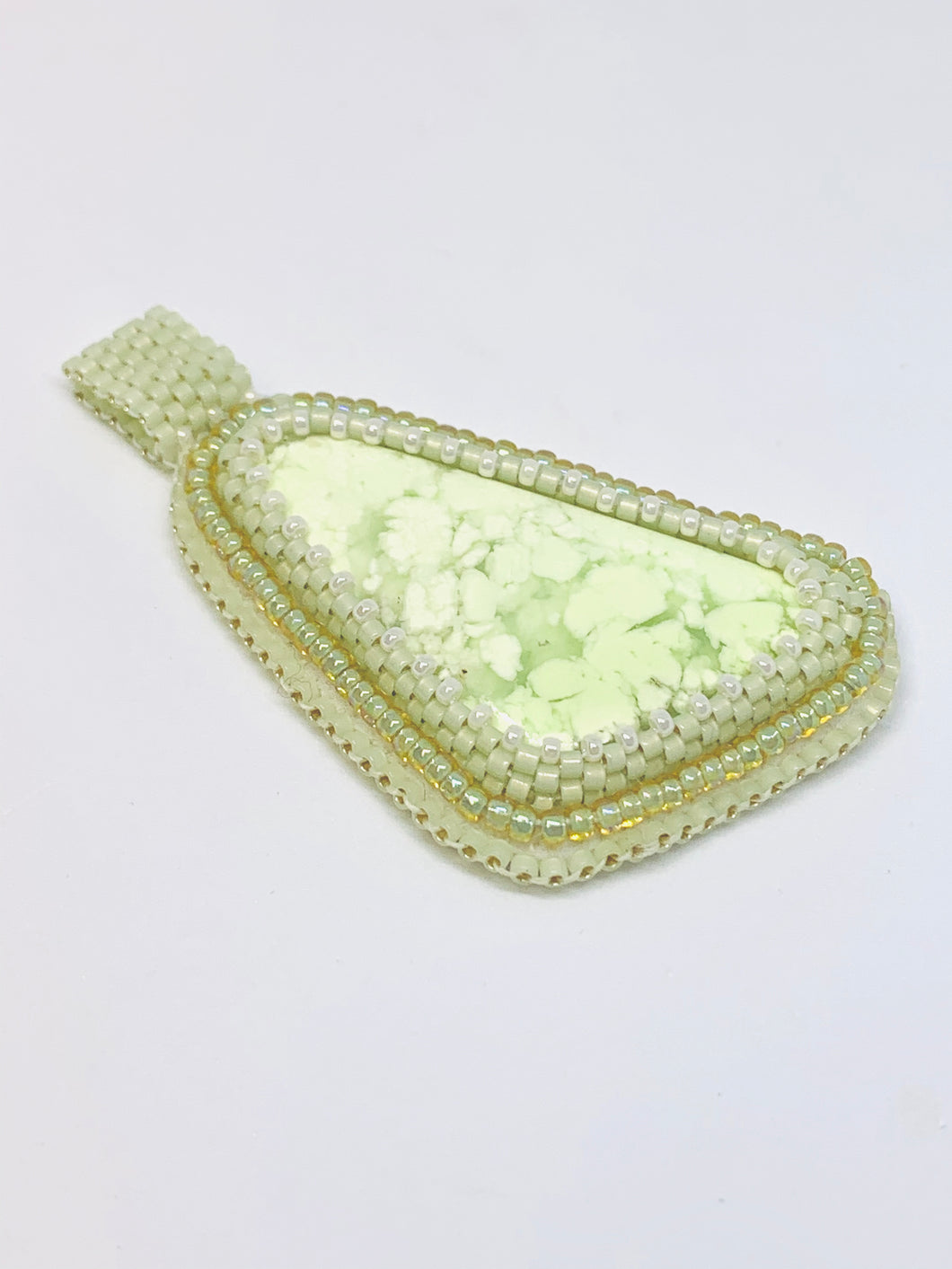 Lemon Chrysophase Bead Embroidered Pendant - Lively Accents