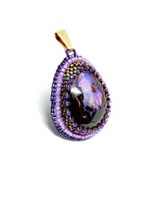 Load image into Gallery viewer, Purple Boulder Opal Bead Embroidered Pendant - Lively Accents