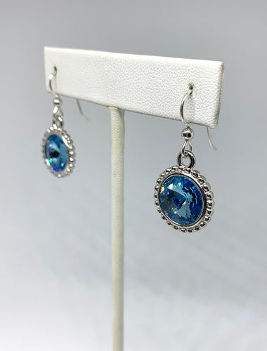 Birthstone Swarovski Beaded Border Rivoli Dangles - Lively Accents