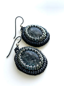 Maine Black Tourmaline Embroidered Earrings - Lively Accents